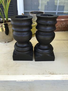 Custom Made Custom Turned Candlestick Holders Set