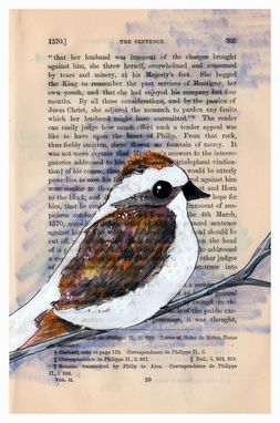 Custom Made Sparrow Print - Winter Theme Set Of 3 Bird And Tree Prints In 5x7 Size