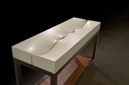Custom Made Fluidity Concrete Sink W/ Black Steel Vanity Base