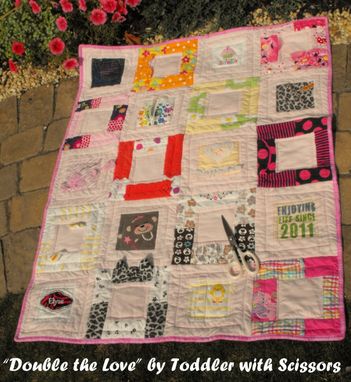 Custom Made Double-Sided Baby Clothes Memory Quilt - Medium Size - 40 Blocks - Approx 40" X 50"