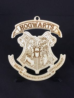 Custom Made Harry Potter Hogwarts Wood Laser Cut Christmas Ornaments Set Of Five