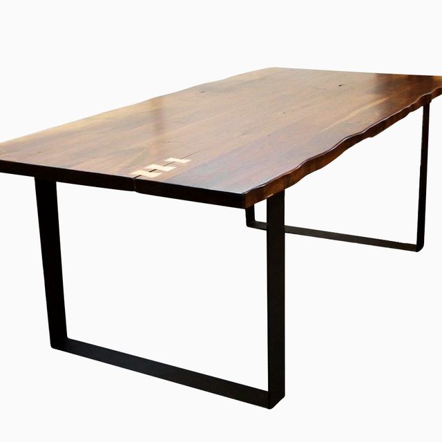Custom Made Live Edge Walnut Dining Table With Flat Iron Legs Custom Made Live Edge Walnut Dining Table With Flat Iron Legs Natural Look By Blowing Rock Woodworks Custommade Com