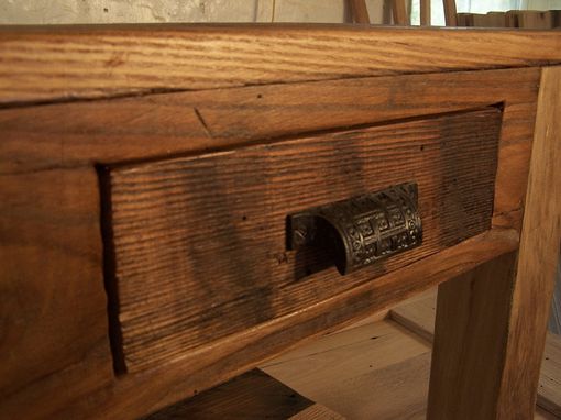 Custom Made Rustic Parsons Style End Tables With Drawer, Shelf And Vintage Pulls