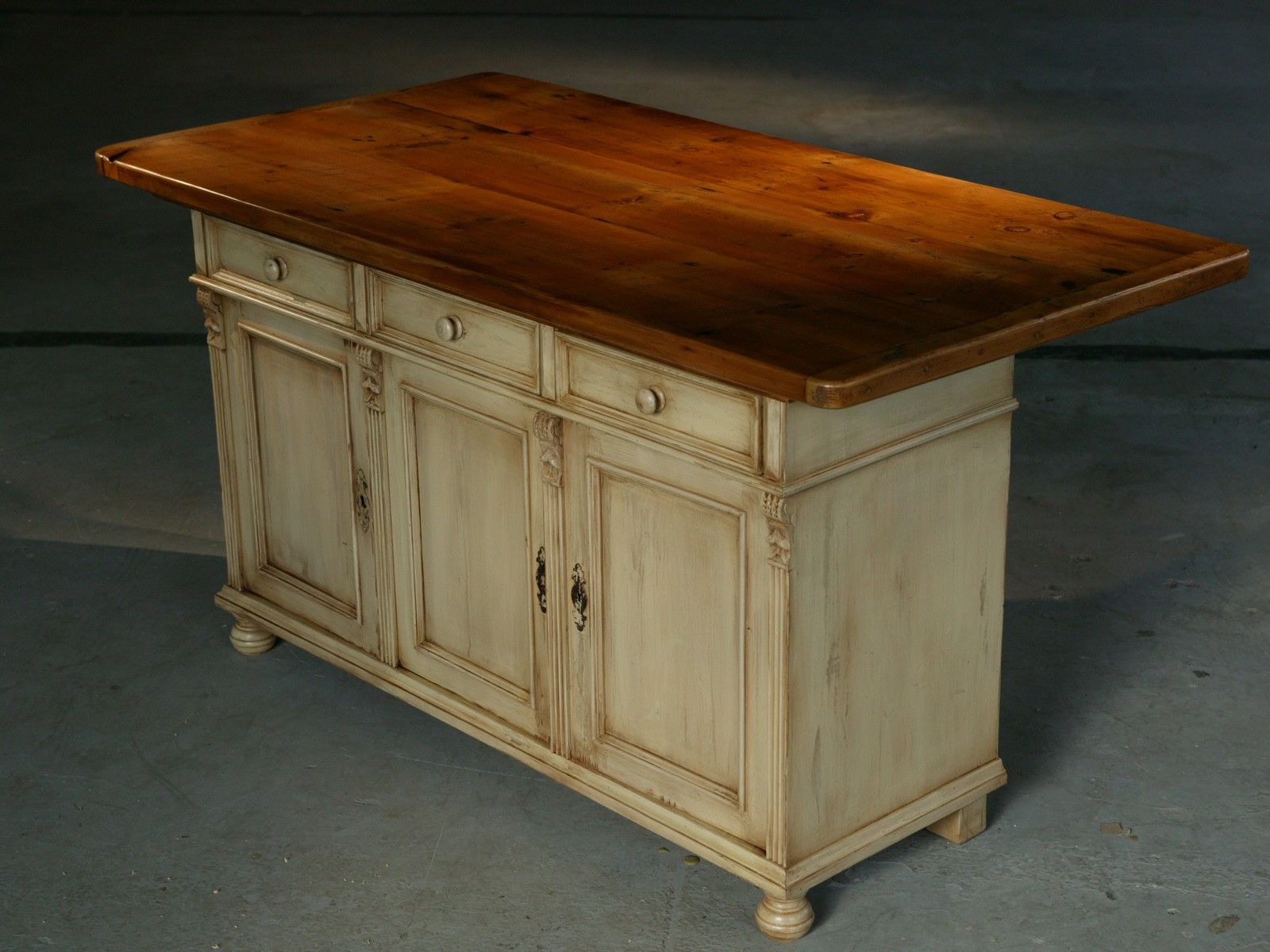 Custom Kitchen Island Furniture: European Sideboard Base In Snow White With 6ft Table Top In 