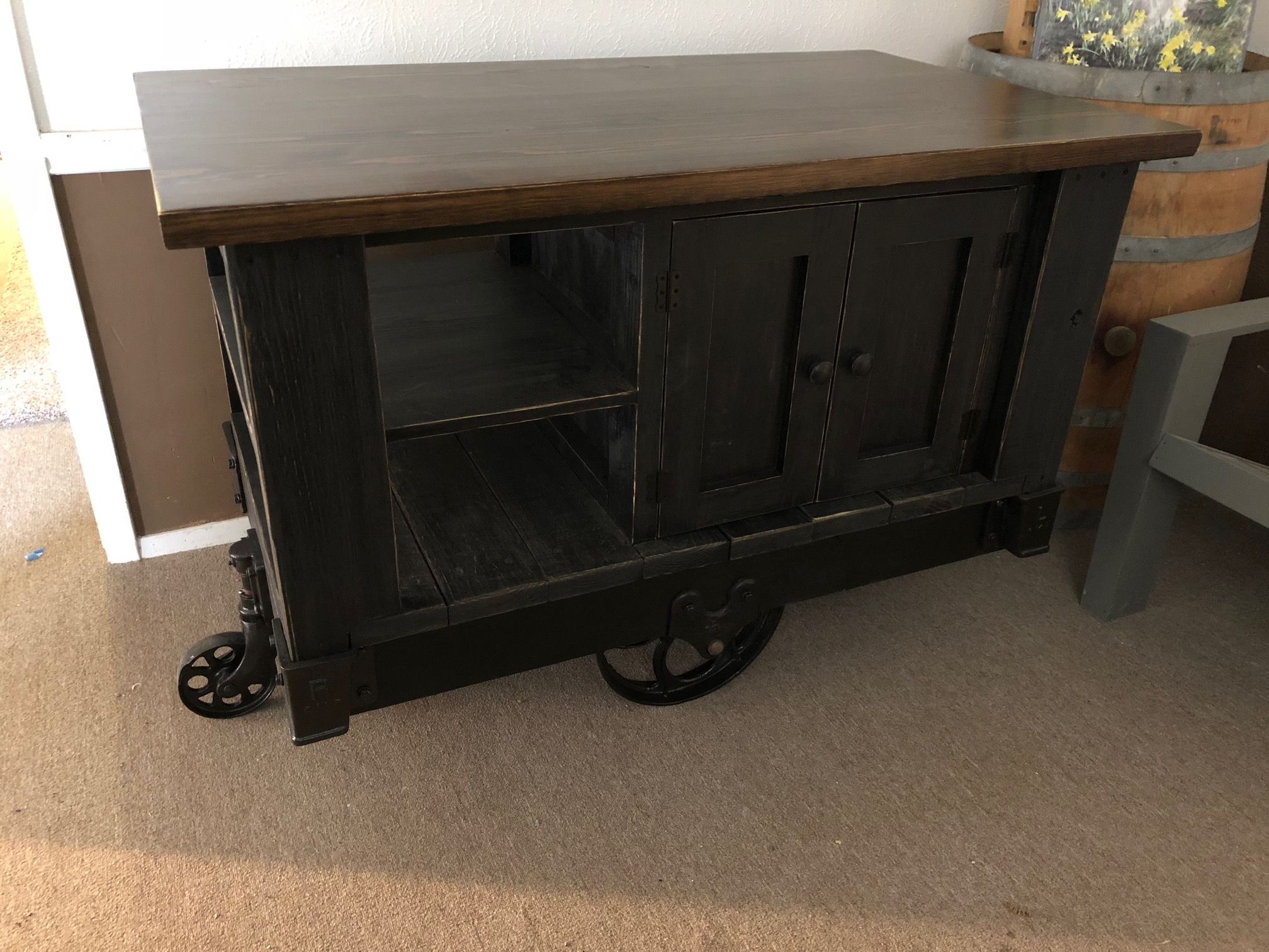 Buy Hand Made Industrial Cart Kitchen Island, made to order from THH