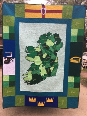 Custom Made Map Of Ireland Irish Custom Embroidered Appliqued Quilt