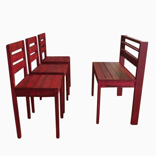 Buy Hand Made Rustic Bar Height Bench And Chairs, made to order from Elons Custom Furniture