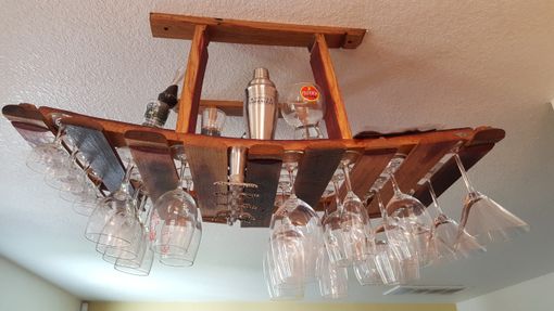 Custom Made Wine Barrel Hanging Wine Glass Rack