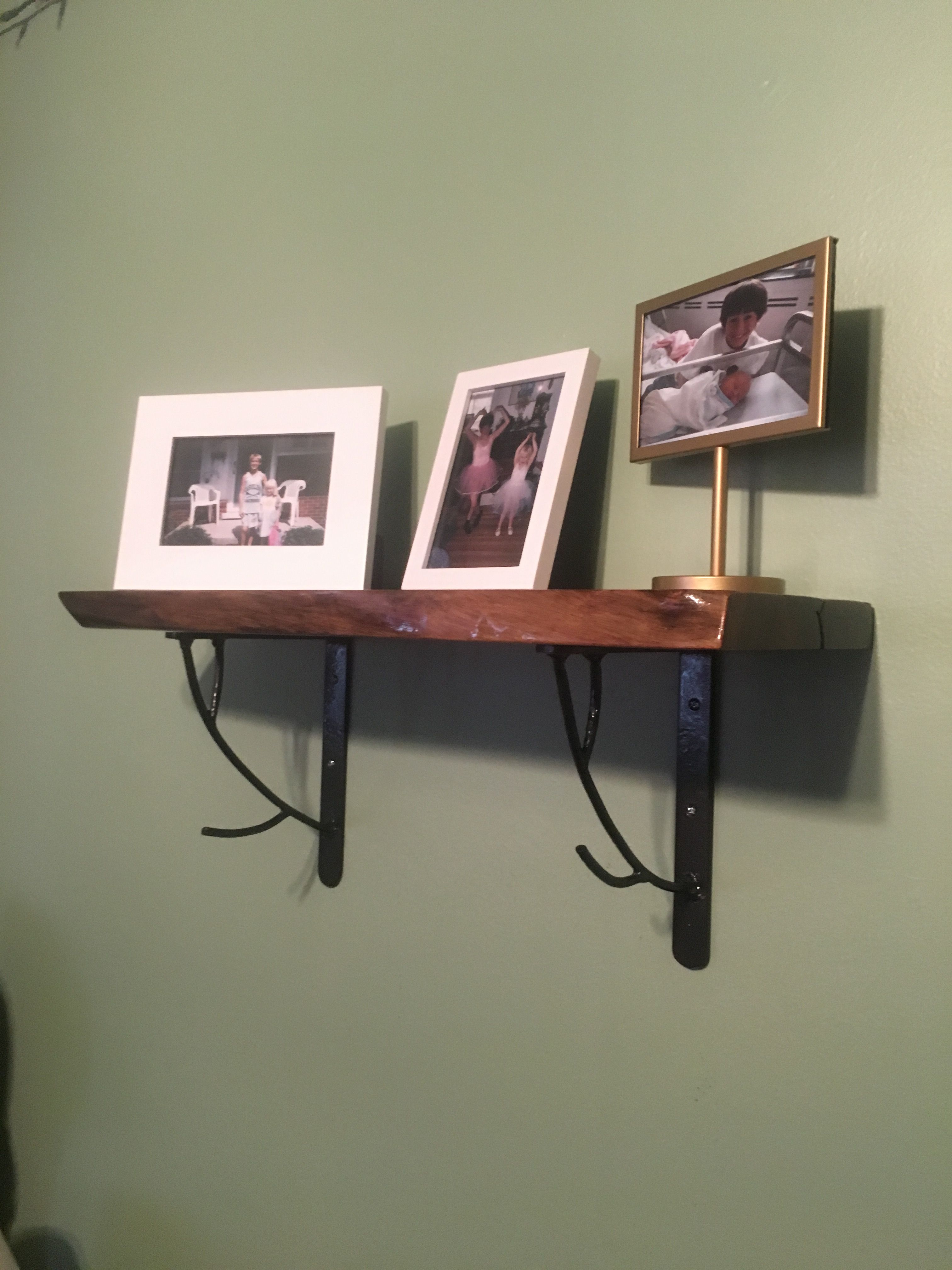Buy Hand Crafted Live Edge Shelf With Steel Brackets, made to order
