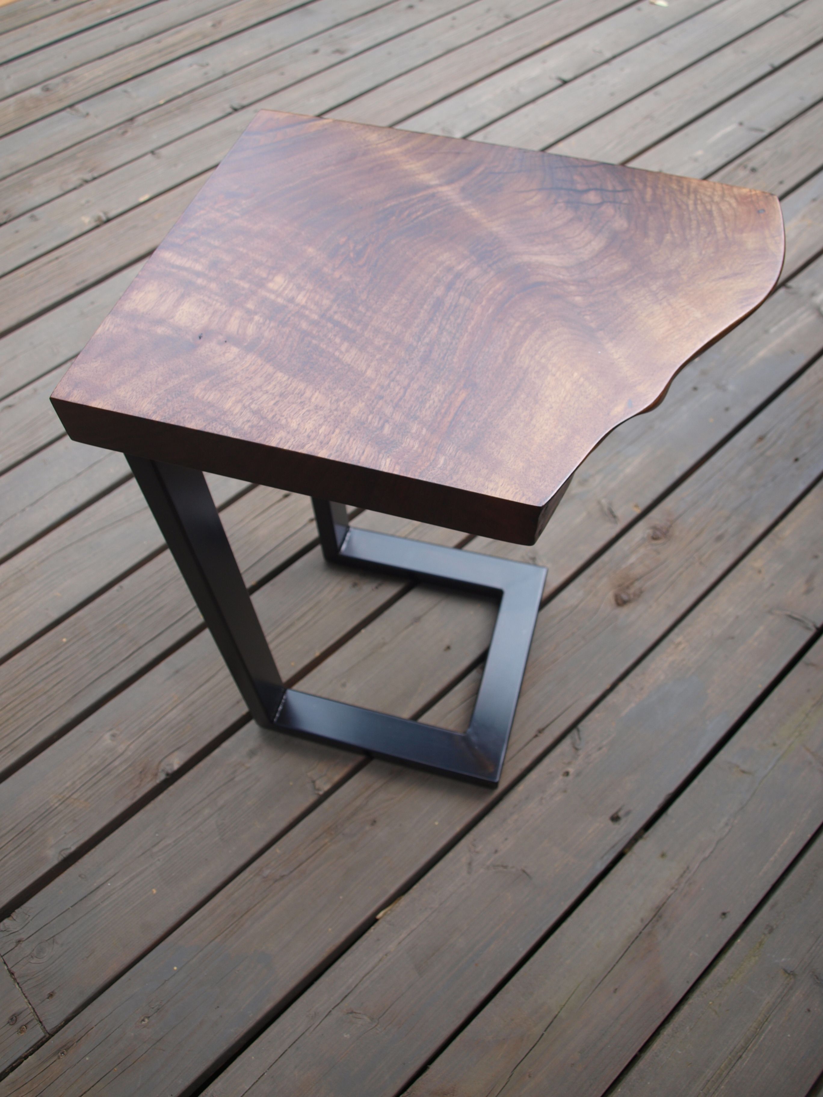 Hand Made Live Edge Walnut & Steel End Table by WITNESS TREE STUDIOS