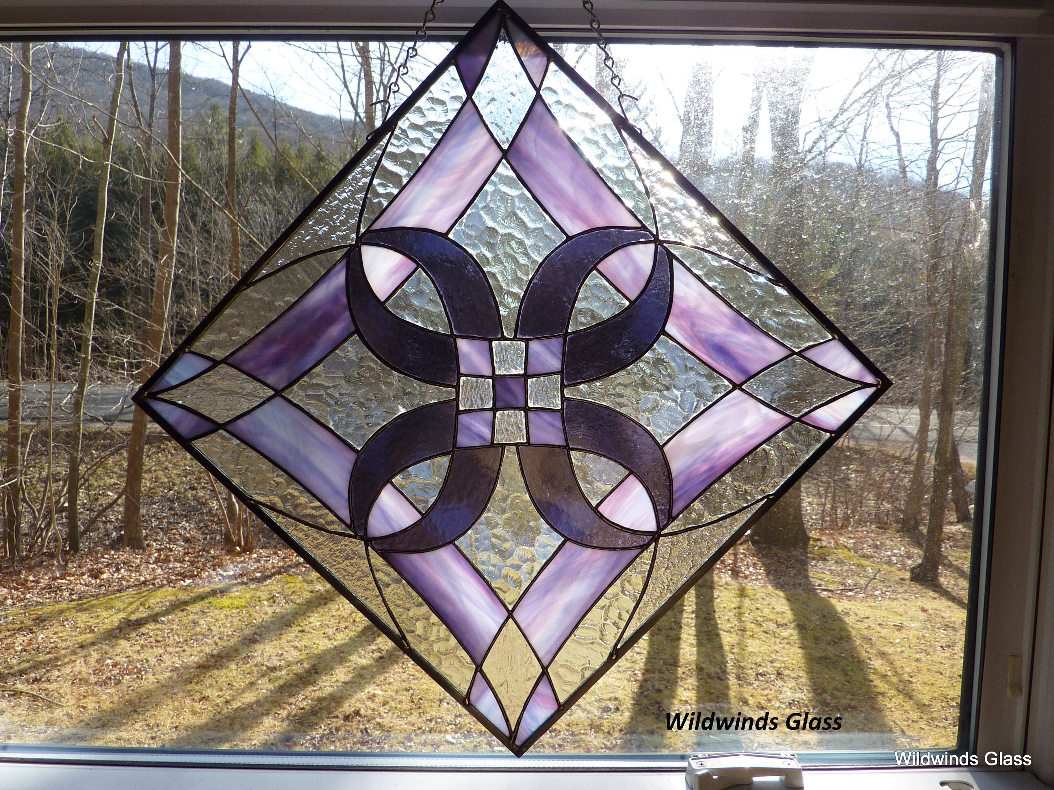 Buy Hand Made Abstract Diamonds In Stained Glass, made to order from Wildwinds Glass