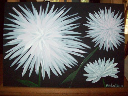 Custom Made Original Painting On Masonite Titled: White Mums