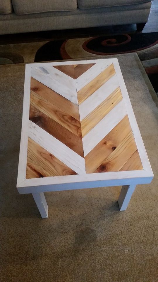 Hand Crafted Chevron Pattern Coffee Table by Rowland Custom Woodworking