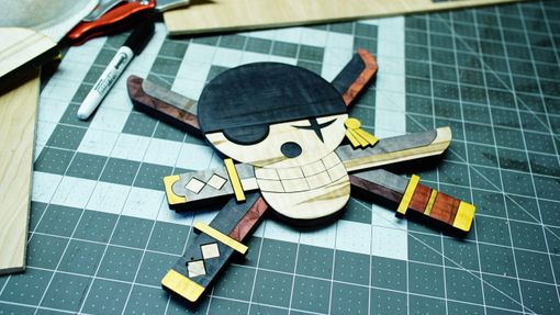 Custom Made Wooden One Piece Zoro Jolly Roger