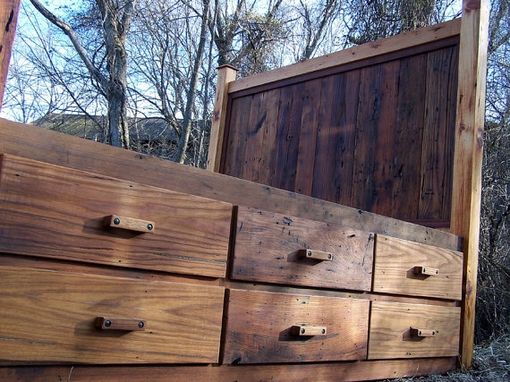 Custom Made 12 Drawer Rustic Reclaimed Wood Platform Storage Bed