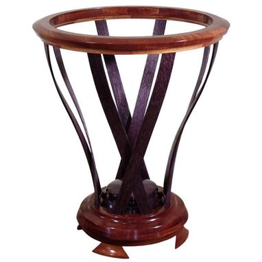 Custom Made Round Side Table With Inset Glass Top