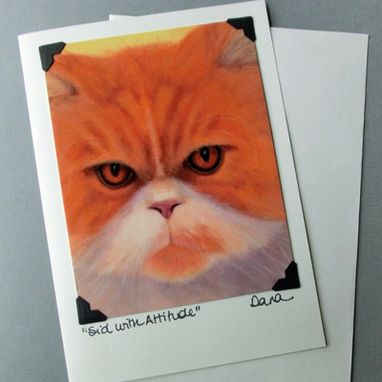 Custom Made Persian Cat Card - Cat Art Card And Postcard Combination - Shelter Cat - Kitten Art
