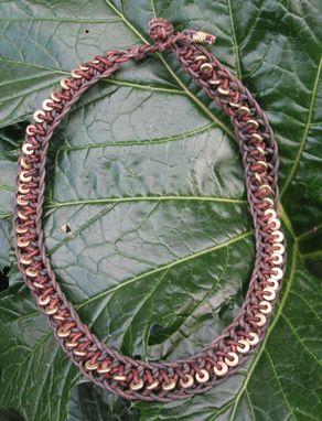 Custom Made Braided Leather Necklace: Brown With Copper Beads