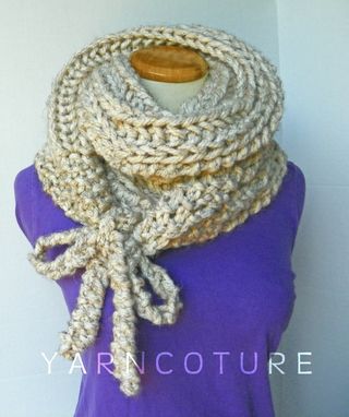 Custom Made The Toolaksak - Textured/Ribbed Wrap & Tie Cowl - Fall Winter Fashion / Thick And Warm