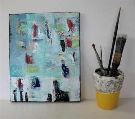 Custom Made Original Acrylic Turquoise Abstract Painting, 8" X 10"