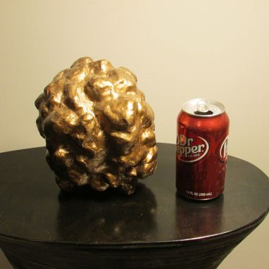 Custom Made The Golden Brain Abstract Ceramic Sculpture With Bronze Finish