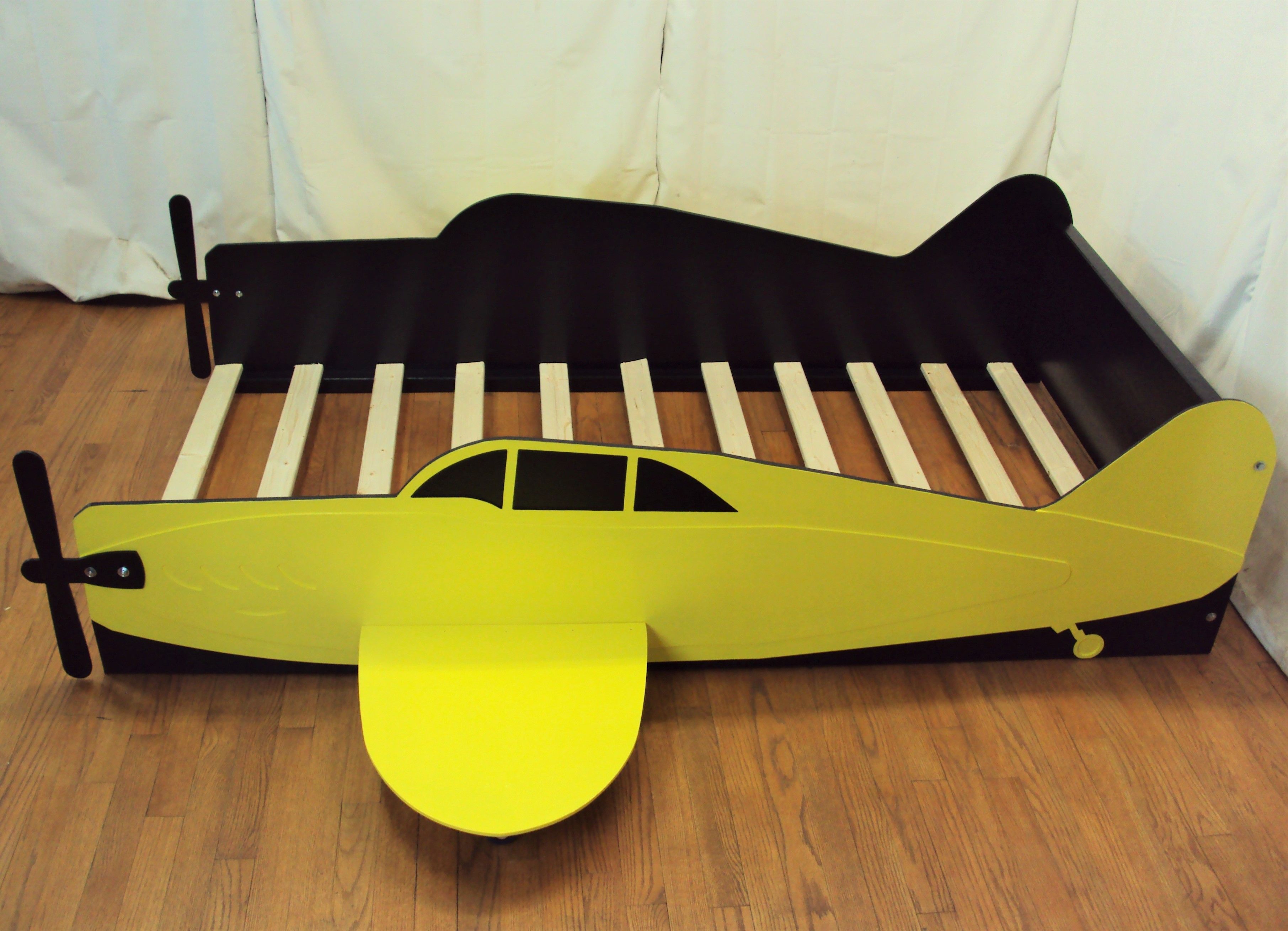 Hand Made Aircraft Twin Kids Bed Frame Handcrafted Propeller