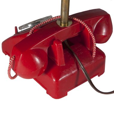 Custom Made Small Vintage Red Telephone Lamp