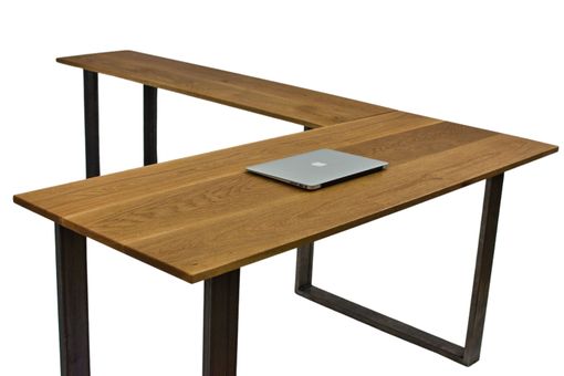 Custom Made Solid Wood L Desk, Oak Corner Desk, L Desk With Metal Legs, Elbow Desk, Custom Office Desk