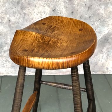 Custom Made Garny - Stool - Tiger Maple For Kitchen Counter