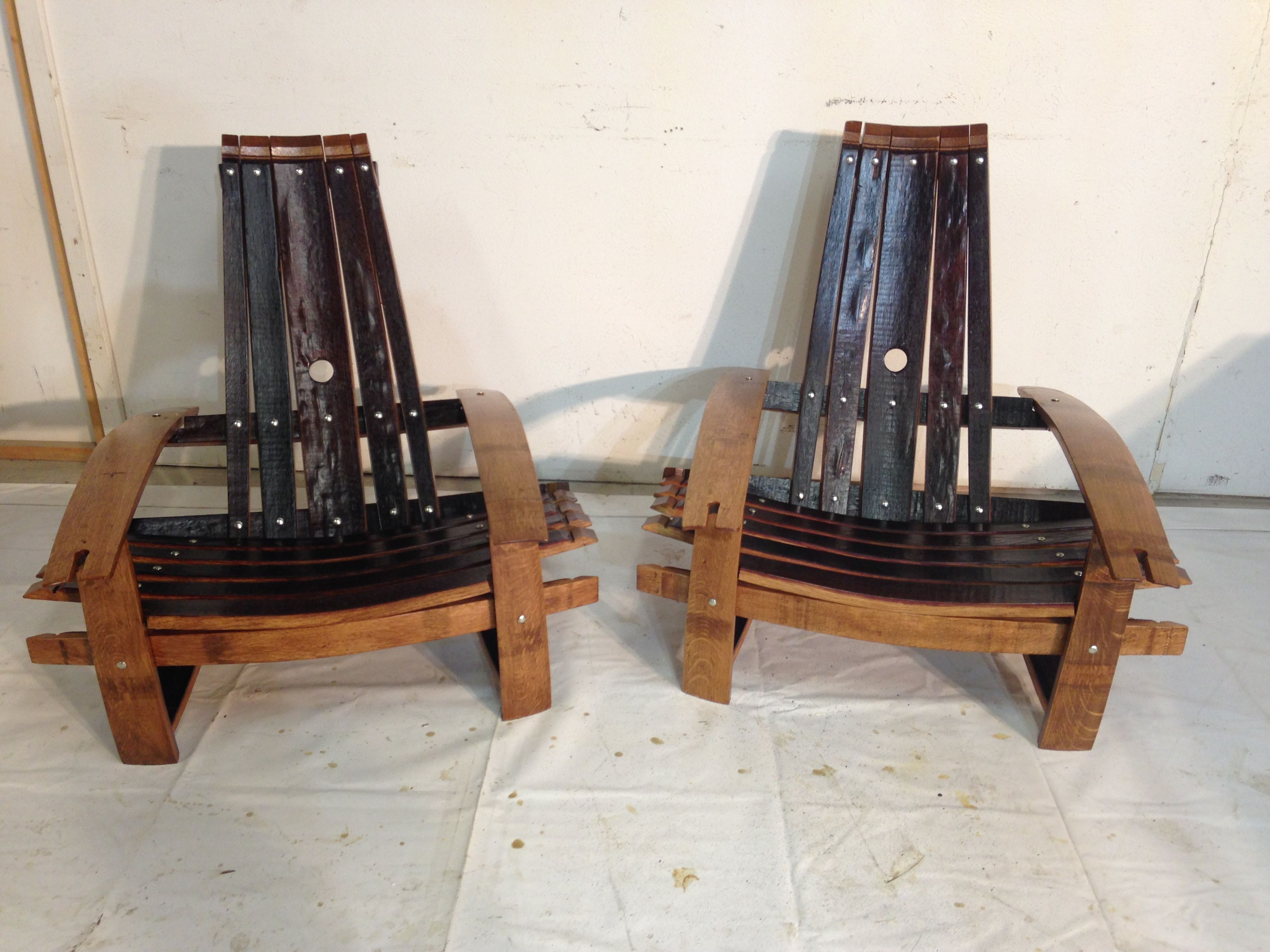 adirondack chairs made out of wine barrels