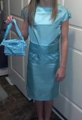 Custom Made "Tailored Clothing For You"  Example - Teal Taffetta Dress, Sash And Purse