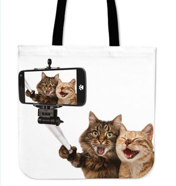 Custom Made Custom Tote Bag, Selfie Cats - Tote Bag, Bff Gift, Custom Shopping Bag, Besties Gift