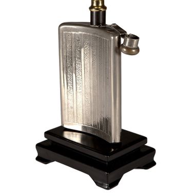 Custom Made Vintage Silver Metal Flask Lamp