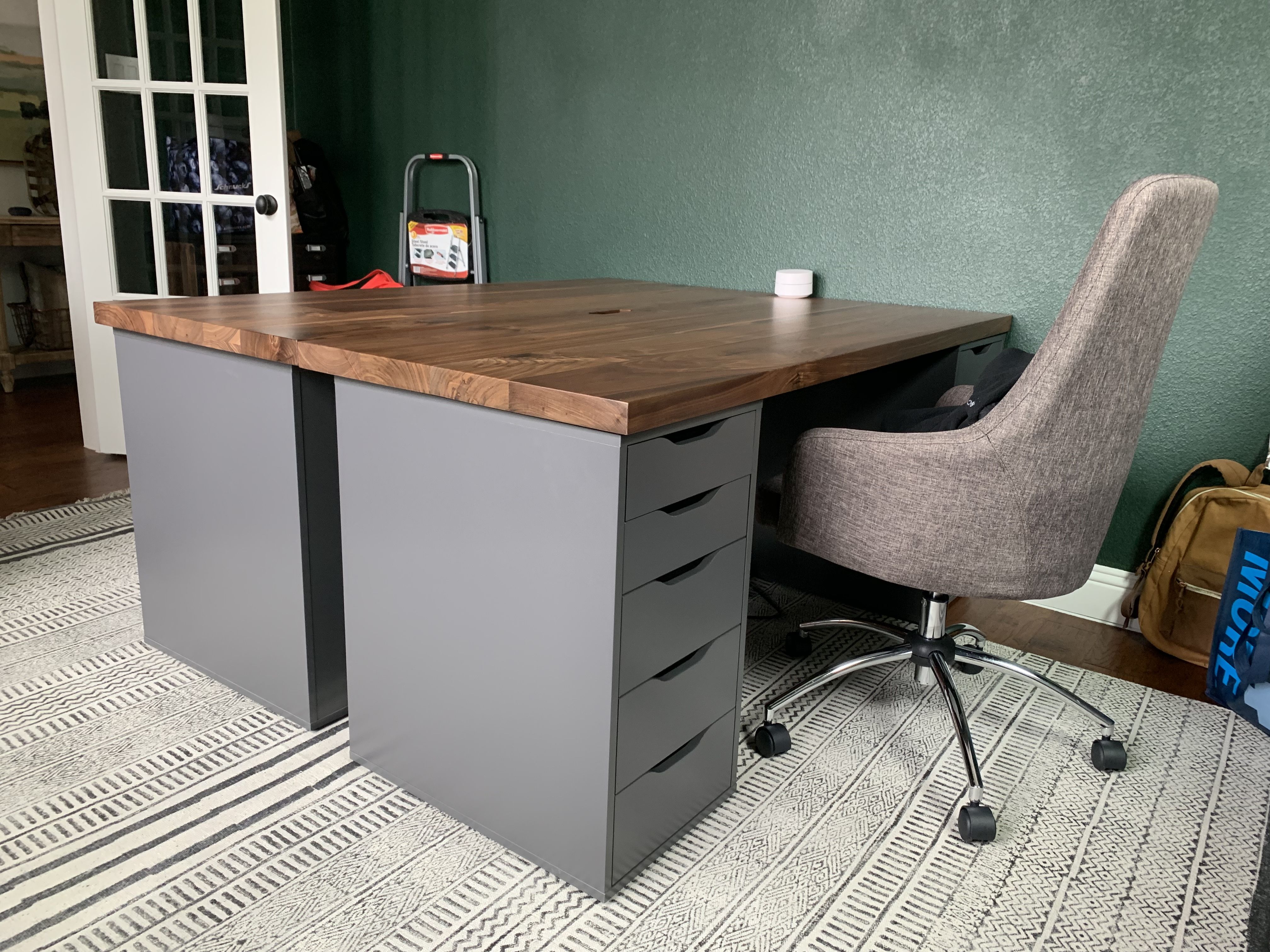 Custom Made Walnut Top Desk With Storage Drawers by HH Co ...