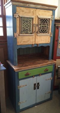 Custom Made Hutch W/Antique Grate Insets