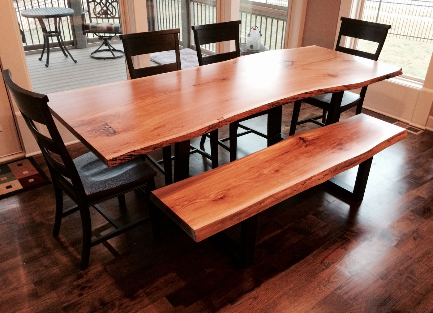 Hand Crafted Live Edge Dining Room Table And Bench | White ...