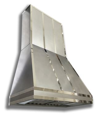 Custom Made #78 Modern Non-Directional Stainless Range Hood With Mirror Straps