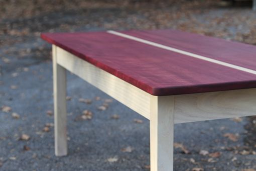 Custom Made Purpleheart Coffee Table With White Washed Base