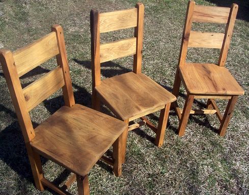 Custom Made Reclaimed Antique Oak Farmhouse Dining Chairs
