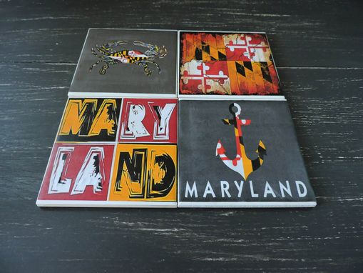 Custom Made Maryland Flag Theme Ceramic Coasters