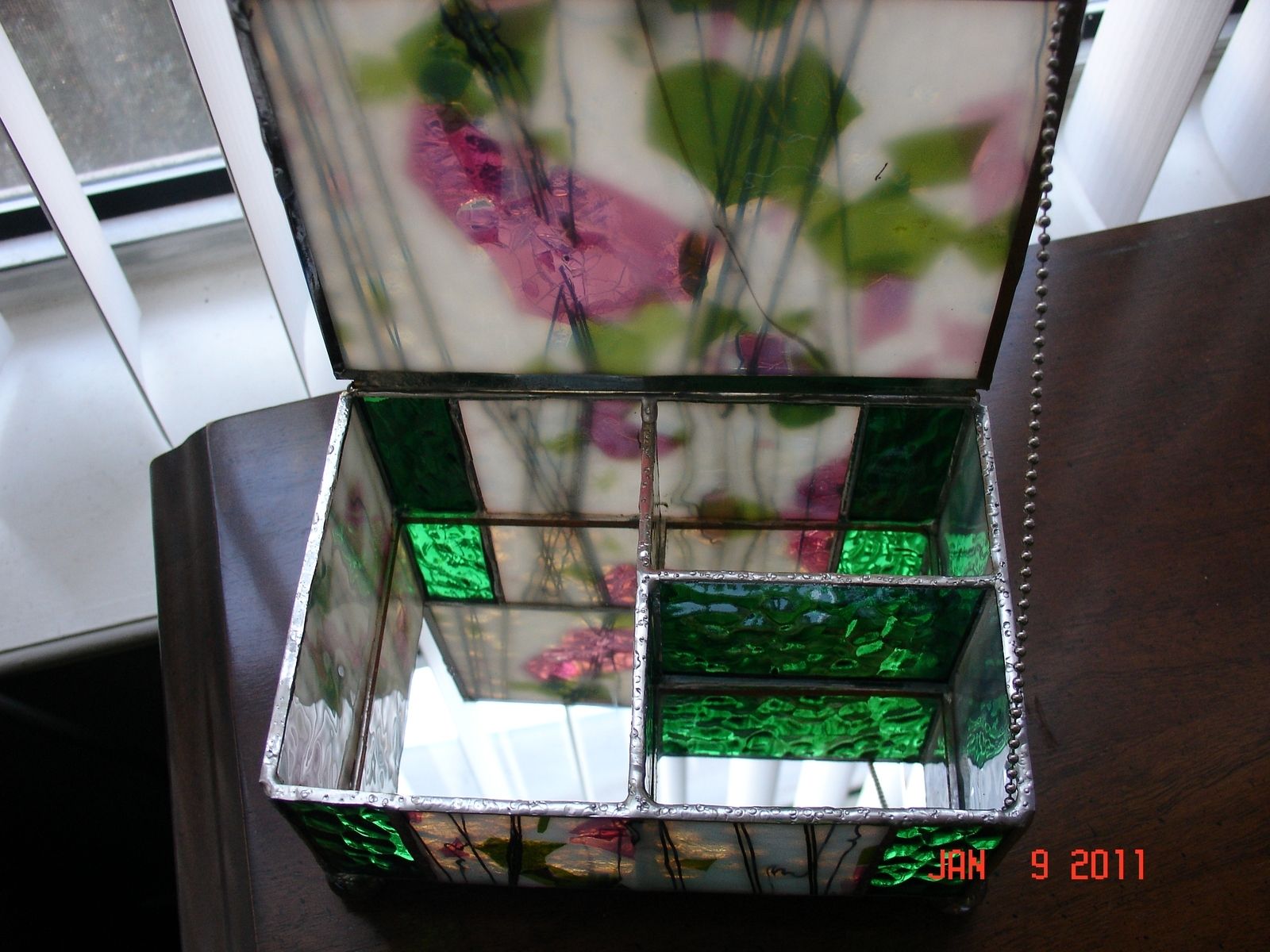 Hand Crafted Stained Glass Jewelry Box With Dividers by Artistic Stained Glass & More