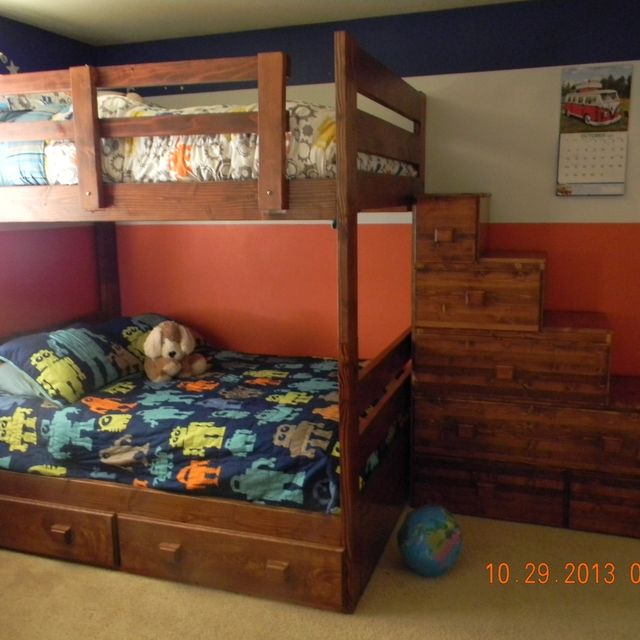 Custom Full Over Bunk Bed With Drawers And Stairs By Treasure Custom Full Over Bunk Bed With Drawers And Stairs By Treasure Valley Woodcrafts Custommade Com