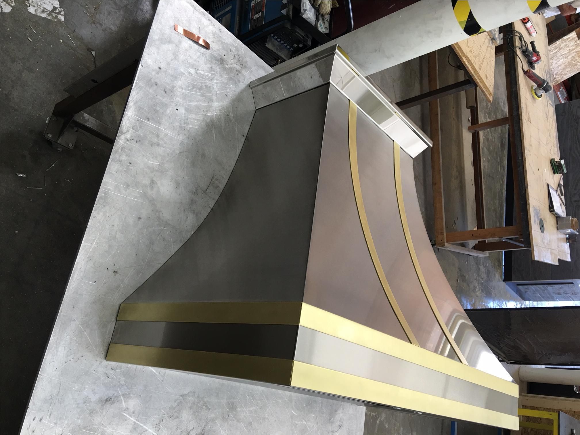 Buy Hand Crafted 55 Polished Crown Range Hood With Brass Straps, made