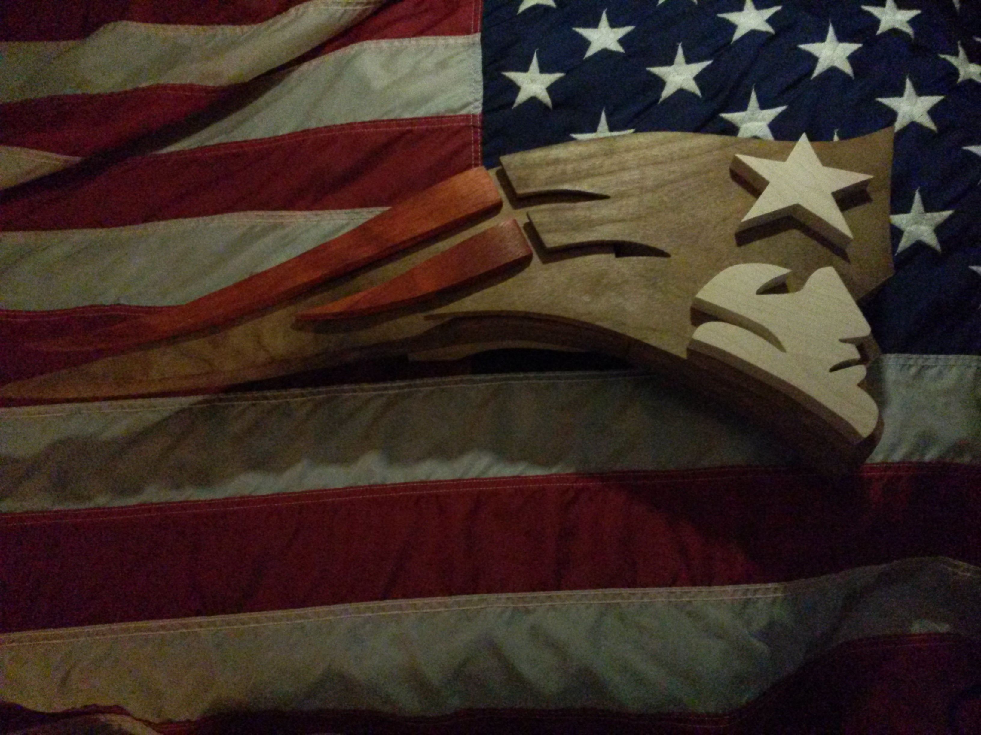 Hand Crafted Wood New England Patriot Logo Art by Derek Horizumi |  CustomMade.com