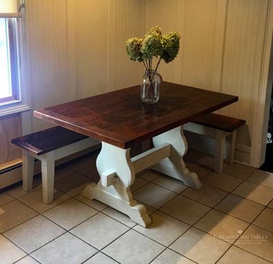 Custom Made Farmhouse Trestle Table, Vase Style