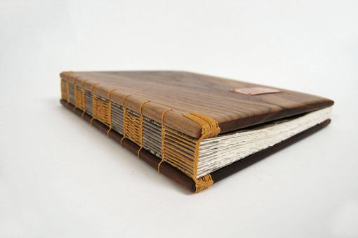 Custom Made Wood Guest Book -Black Walnut - Custom Wedding Personalized Fall Yellow Brown Rustic