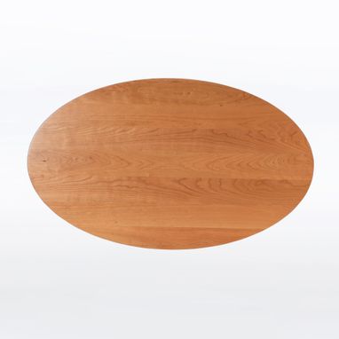 Custom Made Oval Dining Table With Mid Century Modern Pedestal Base In Solid Cherry "Kapok"