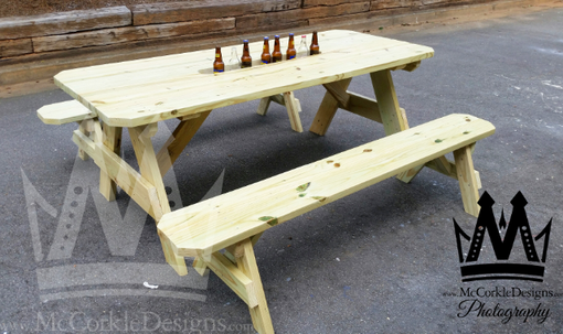 Custom Made 6ft Picnic Table With Built In Detached Seats