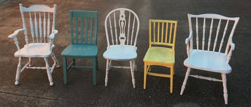Custom Made Custom Painted Mismatched Farmhouse Dining Chairs