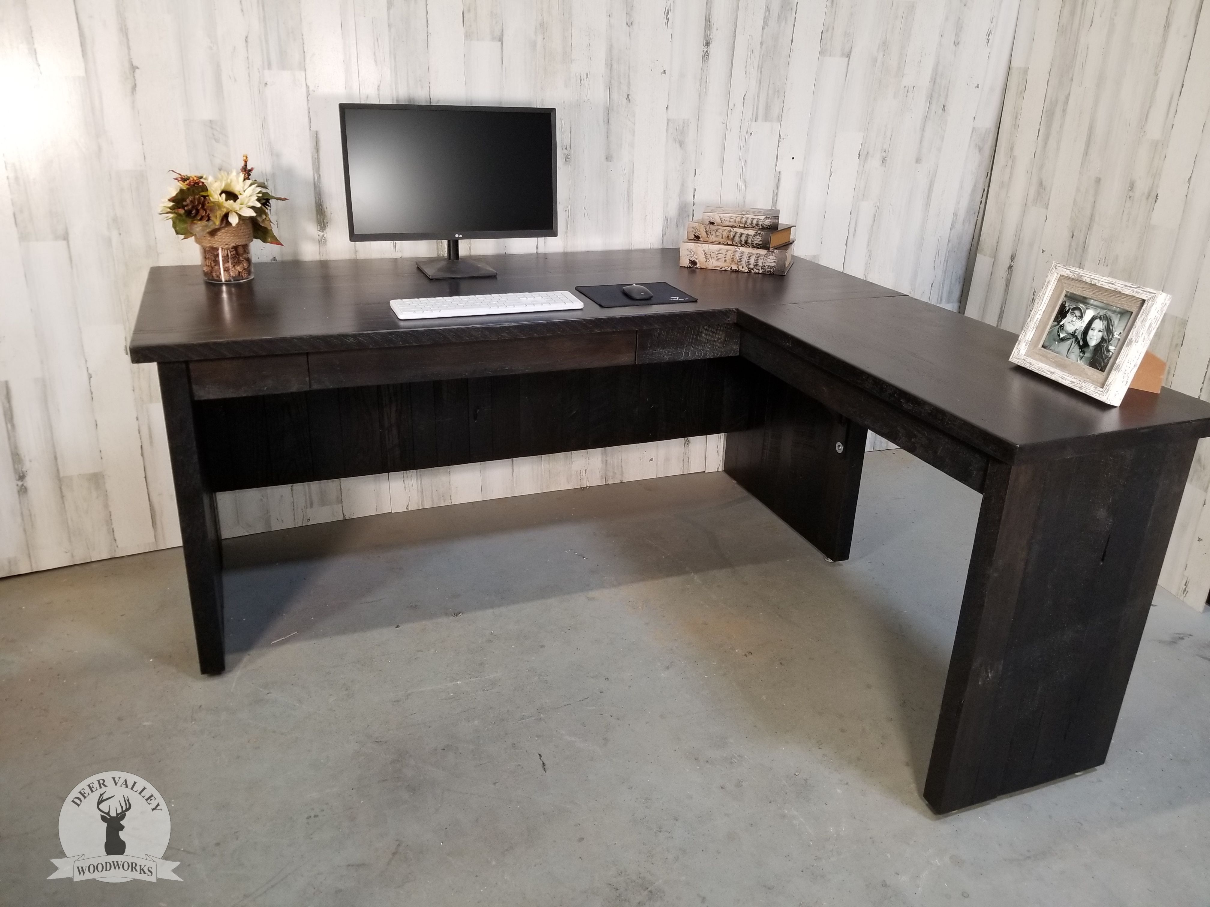 Reclaimed L-shaped Computer Desk, Rustic and Modern Corner Desk, Barnwood  Office Desk, Industrial Corner Desk With Drawers, Large Wood Desk 